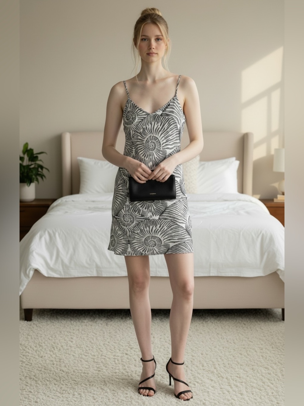 White House Black Market Shell Print Slip Dress Sz2